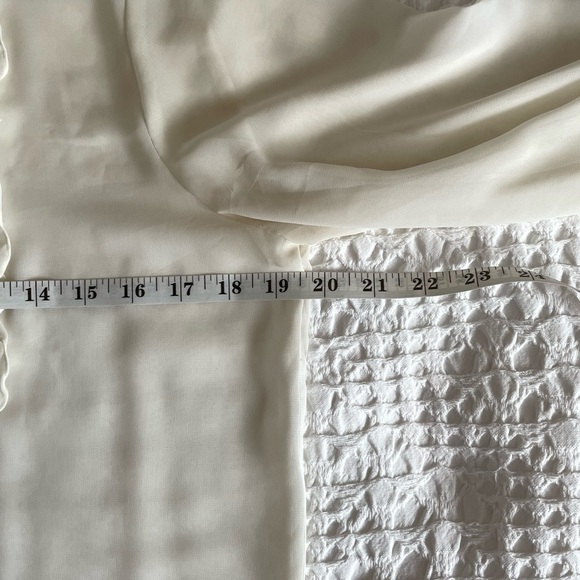 OLD NAVY Cream Sheer Ruffle Blouse–Romantic Dreamy Vibe 3/4 Sleeve Button Down M - Picture 9 of 11